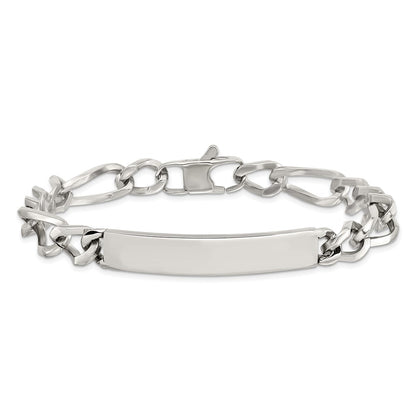Stainless Steel Chisel Polished Figaro 9.25 Inch Id Bracelet