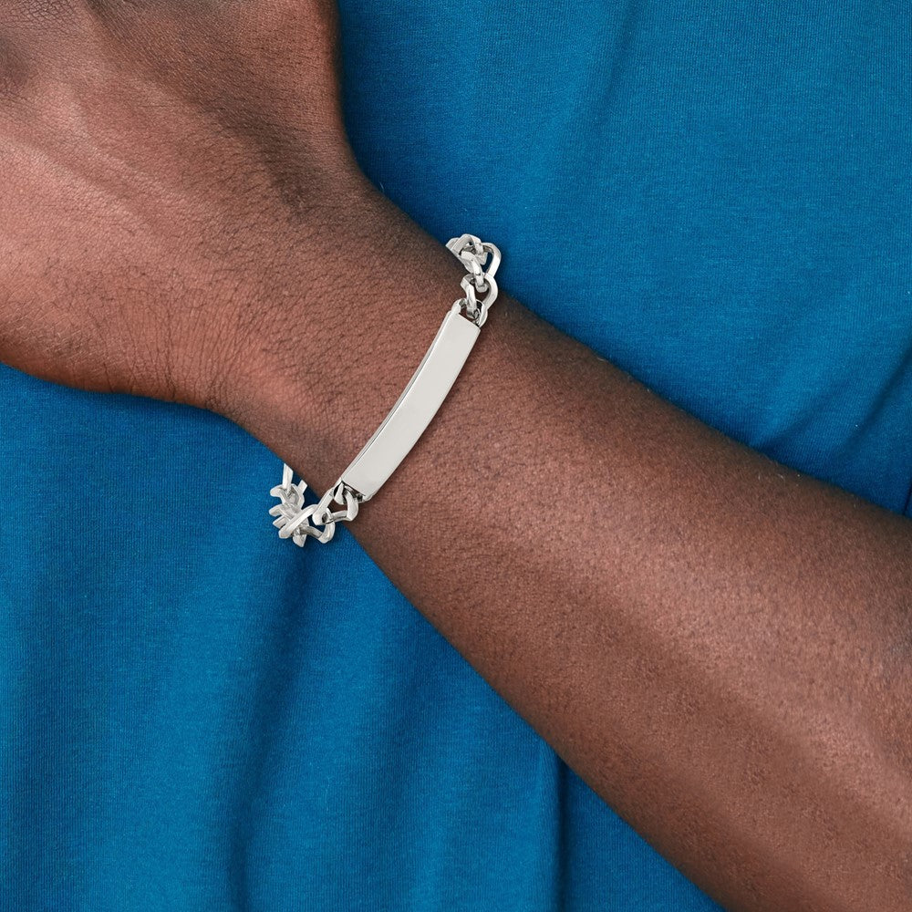 Stainless Steel Chisel Polished Figaro 9.25 Inch Id Bracelet