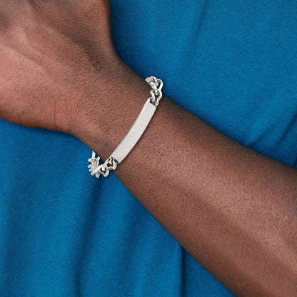 Stainless Steel Chisel Polished Figaro 9.25 Inch Id Bracelet