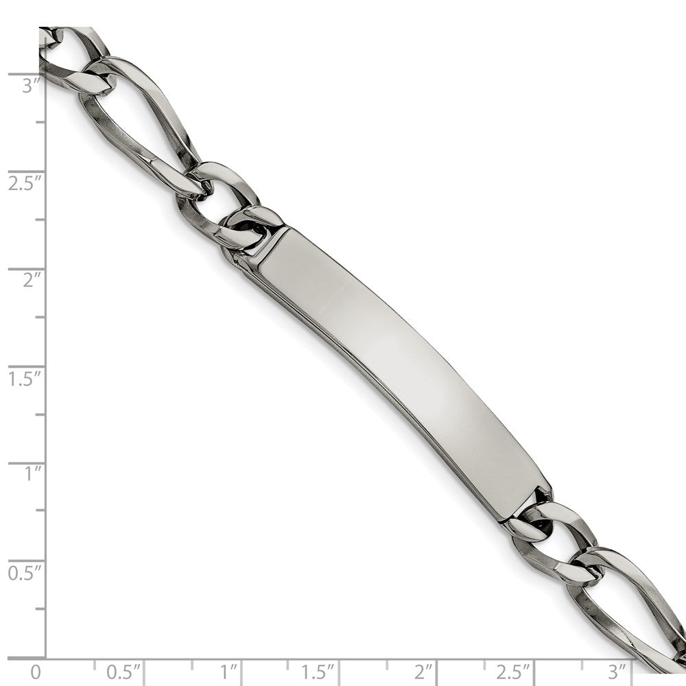 Stainless Steel Chisel Polished Figaro 9.25 Inch Id Bracelet