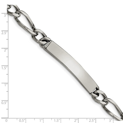 Stainless Steel Chisel Polished Figaro 9.25 Inch Id Bracelet