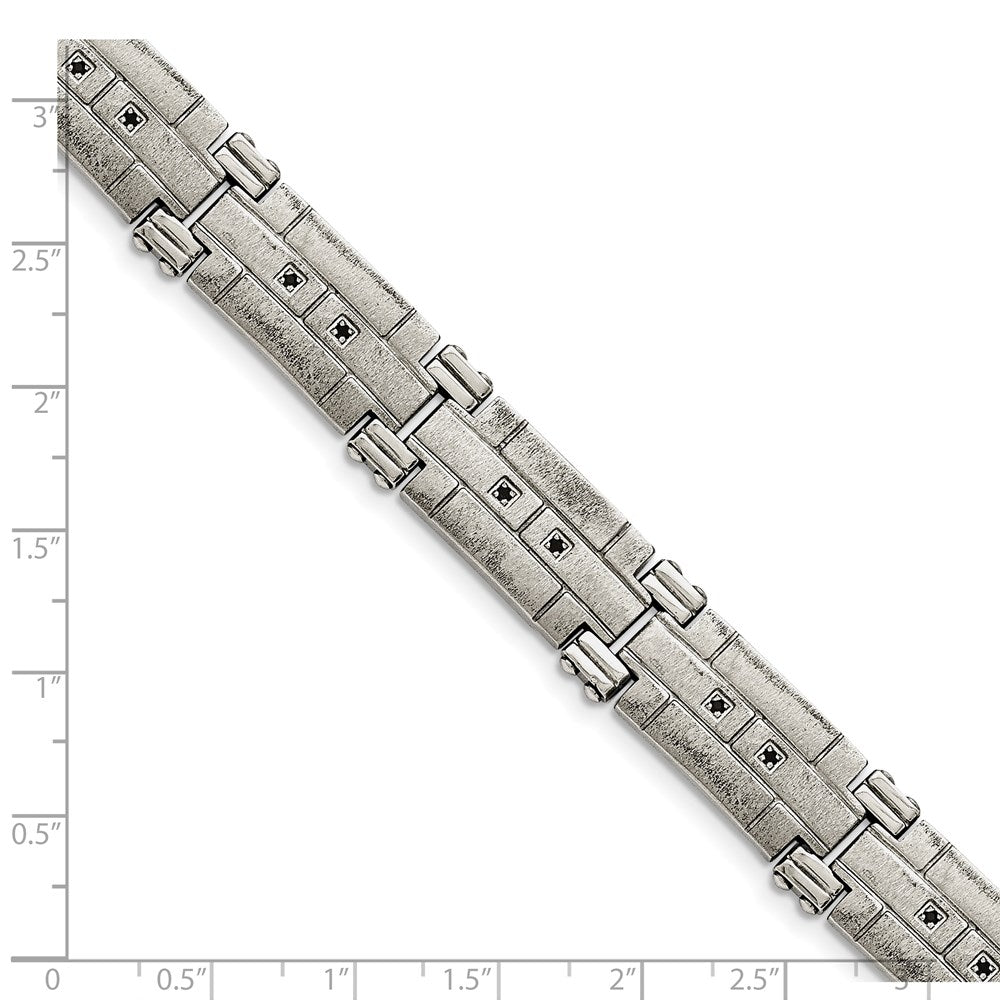 8 Inch Stainless Steel Polished And Satin With Black Cz 8In Bracelet