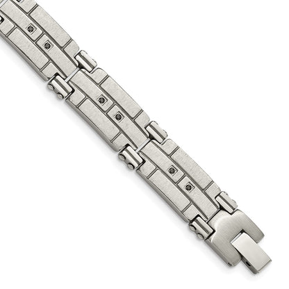 8 Inch Stainless Steel Polished And Satin With Black Cz 8In Bracelet