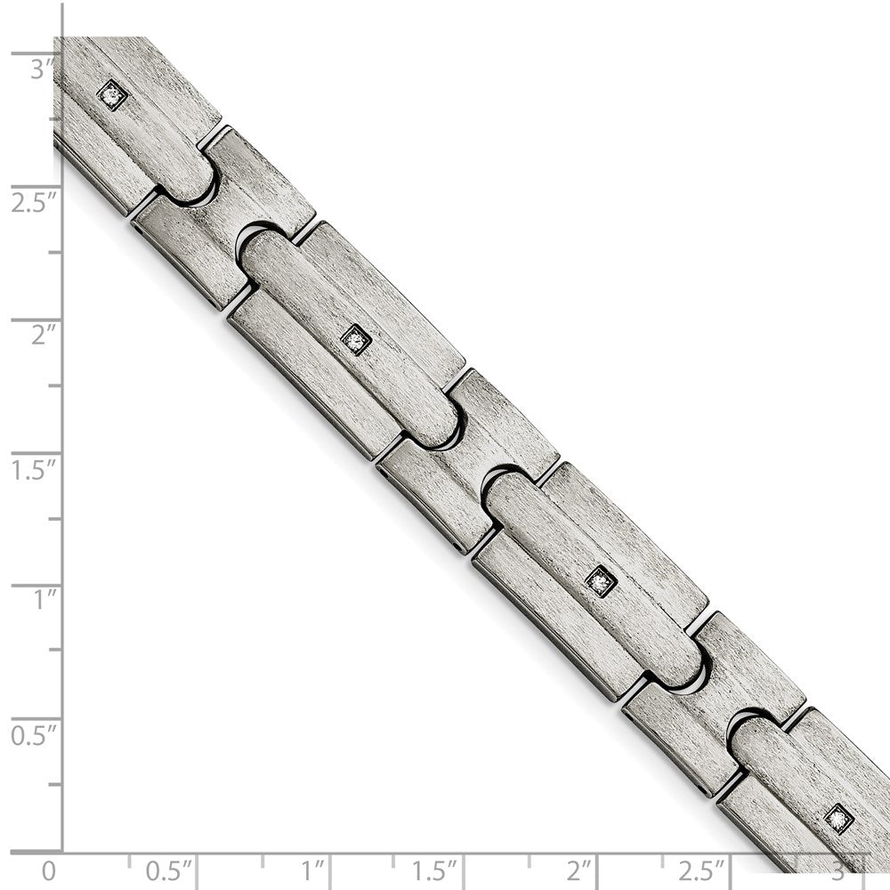 Stainless Steel Chisel Brushed With Cz 8.25 Inch Link Bracelet