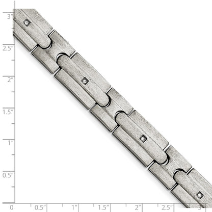 Stainless Steel Chisel Brushed With Cz 8.25 Inch Link Bracelet