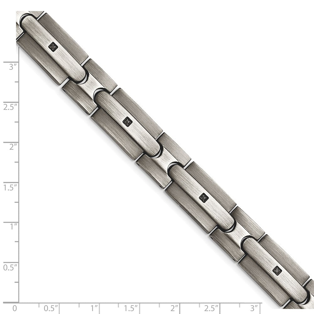 Stainless Steel Chisel Brushed With Black Cz 8.25 Inch Link Bracelet