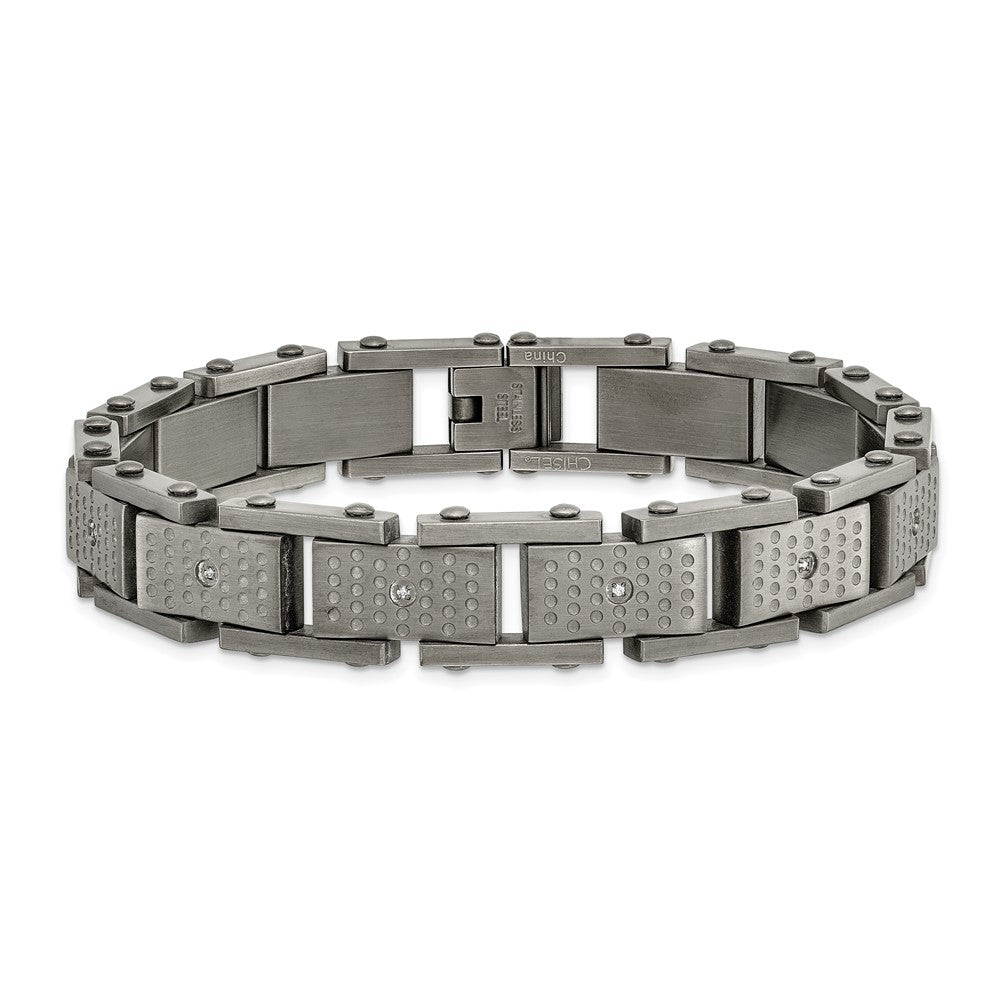 8.75 Inch Stainless Steel Brushed With Cz 8.75In Bracelet
