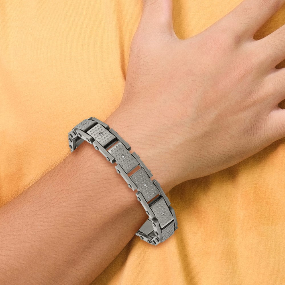 8.75 Inch Stainless Steel Brushed With Cz 8.75In Bracelet