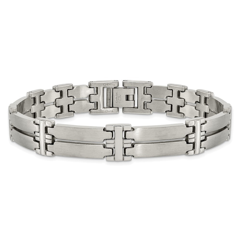 Stainless Steel Chisel Brushed And Polished 8.5 Inch Link Bracelet