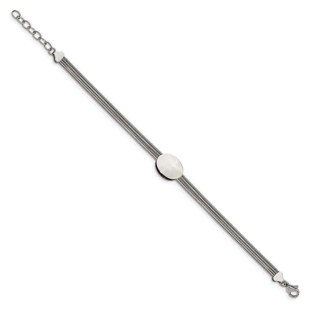 7.25 Inch Stainless Steel Polished Oval 7.25In W/1.25In Ext. Bracelet