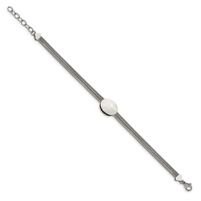 7.25 Inch Stainless Steel Polished Oval 7.25In W/1.25In Ext. Bracelet