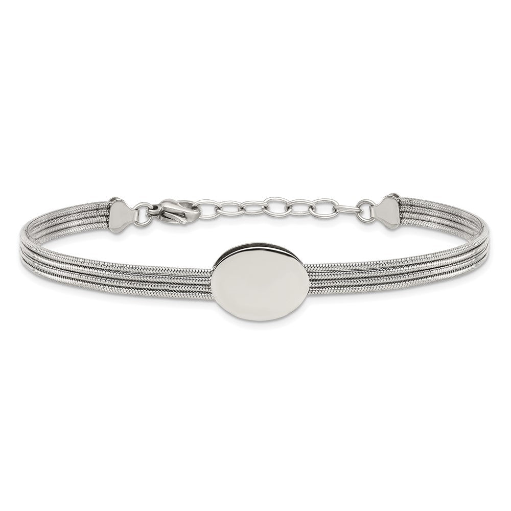 7.25 Inch Stainless Steel Polished Oval 7.25In W/1.25In Ext. Bracelet