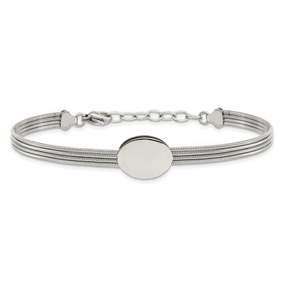 7.25 Inch Stainless Steel Polished Oval 7.25In W/1.25In Ext. Bracelet