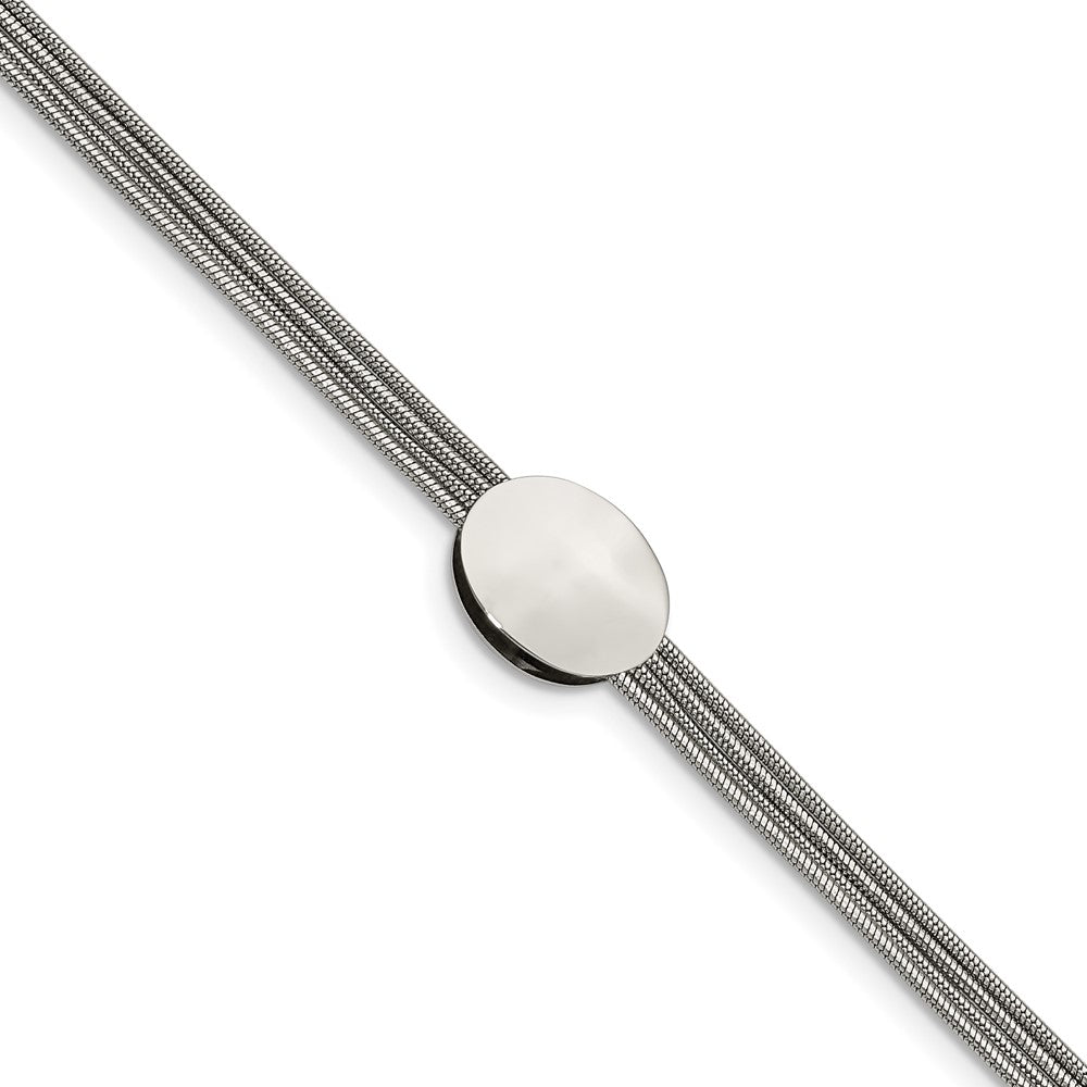 7.25 Inch Stainless Steel Polished Oval 7.25In W/1.25In Ext. Bracelet