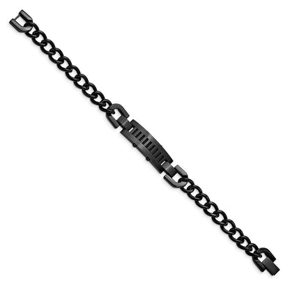 8.25 Inch Stainless Steel Brushed And Polished Black Ip-Plated 8.25In Bracelet