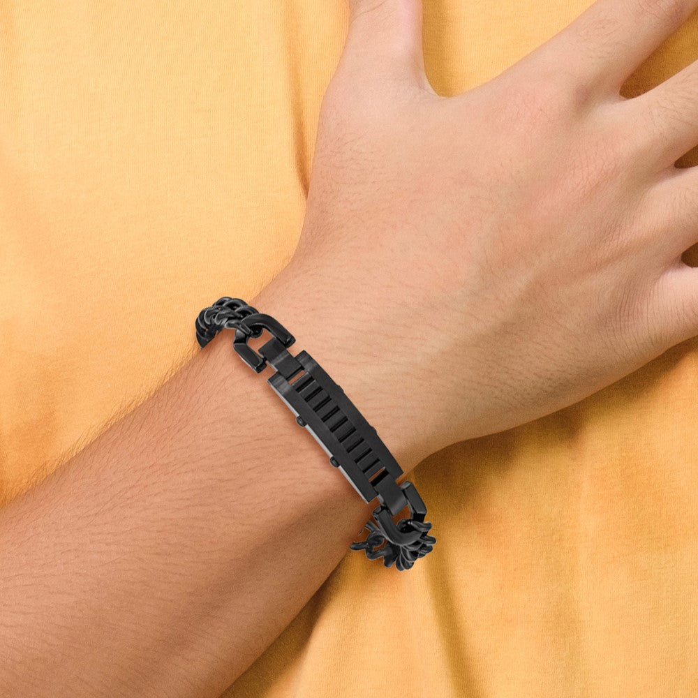 8.25 Inch Stainless Steel Brushed And Polished Black Ip-Plated 8.25In Bracelet