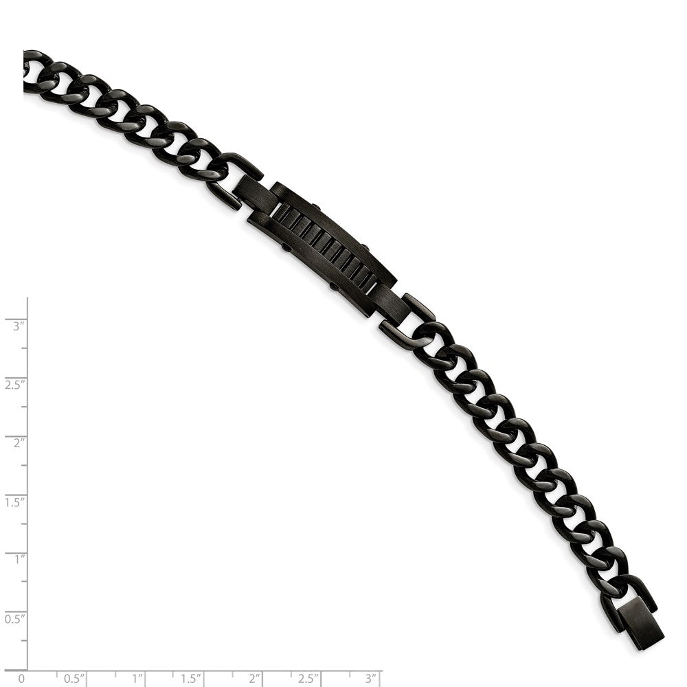 8.25 Inch Stainless Steel Brushed And Polished Black Ip-Plated 8.25In Bracelet