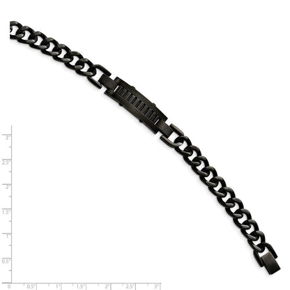 8.25 Inch Stainless Steel Brushed And Polished Black Ip-Plated 8.25In Bracelet