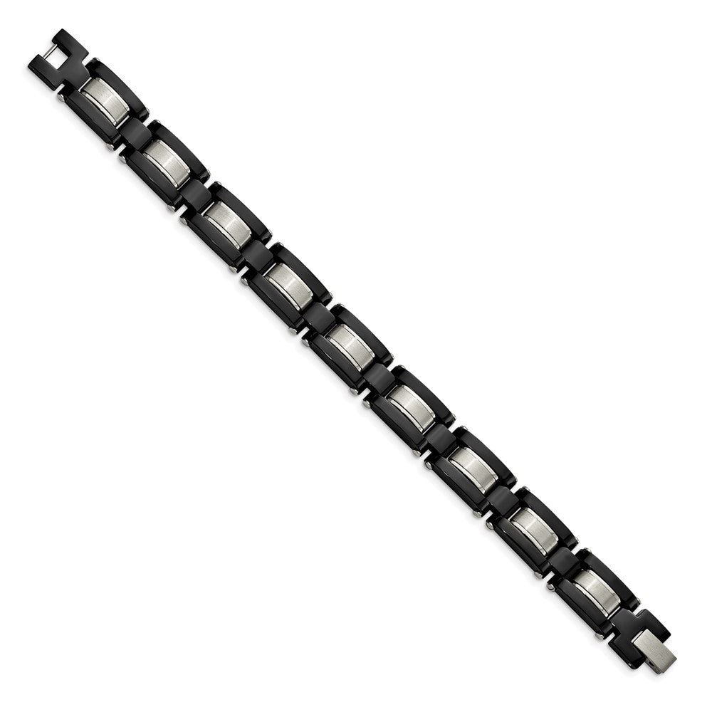 8 Inch Stainless Steel Brushed And Polished Black Ip-Plated 8In Bracelet