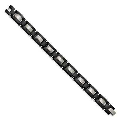 8 Inch Stainless Steel Brushed And Polished Black Ip-Plated 8In Bracelet