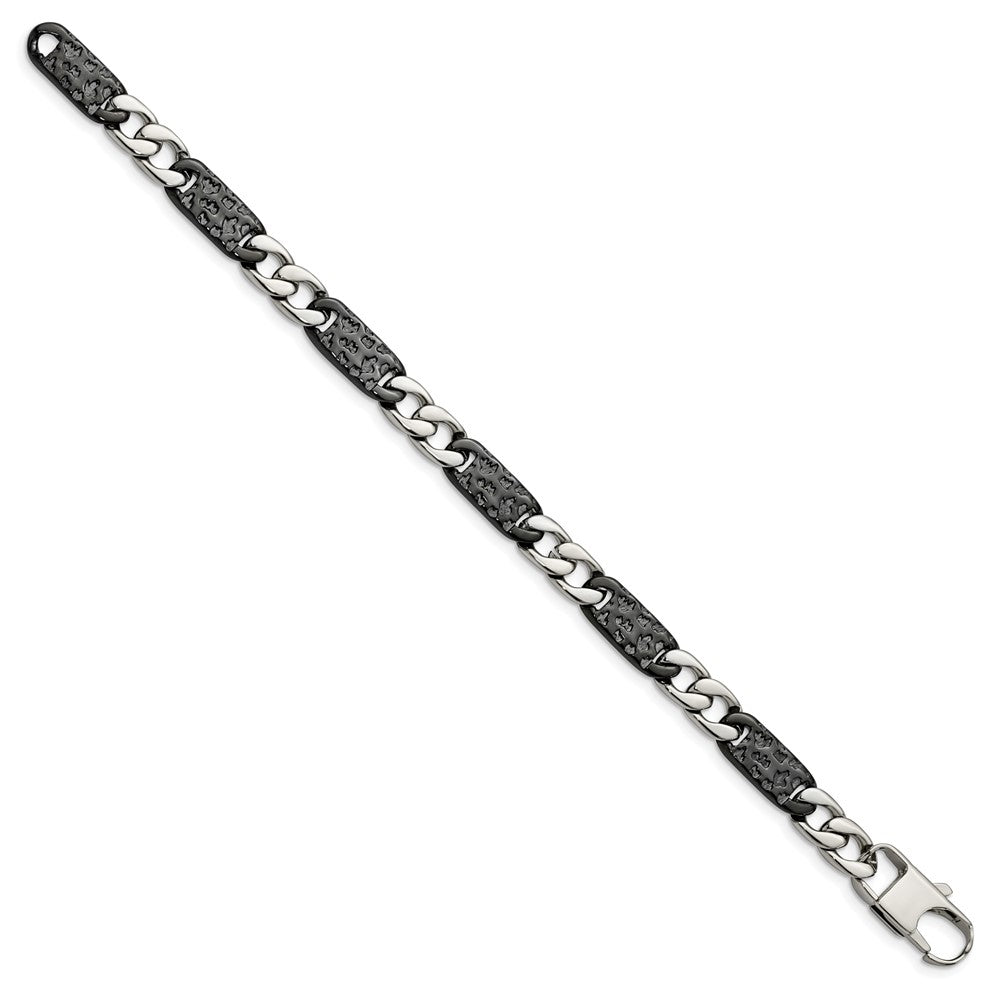 Stainless Steel Chisel Polished Black Ip-Plated Link 8.5 Inch Bracelet