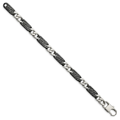 Stainless Steel Chisel Polished Black Ip-Plated Link 8.5 Inch Bracelet
