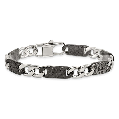 Stainless Steel Chisel Polished Black Ip-Plated Link 8.5 Inch Bracelet