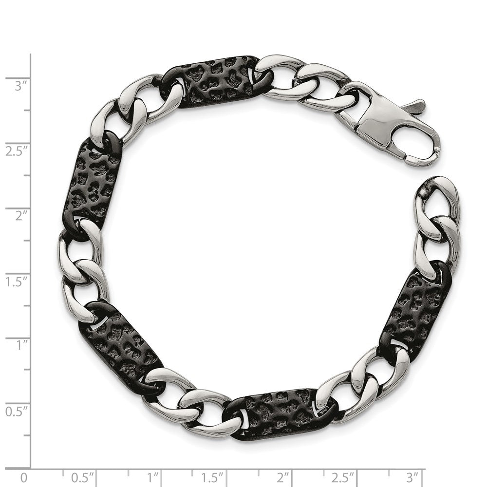 Stainless Steel Chisel Polished Black Ip-Plated Link 8.5 Inch Bracelet