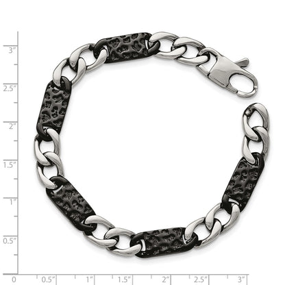 Stainless Steel Chisel Polished Black Ip-Plated Link 8.5 Inch Bracelet