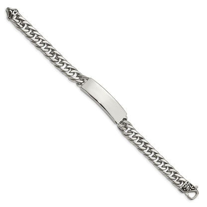 Stainless Steel Chisel Antiqued And Polished Curb Chain 8.5 Inch Id Bracelet