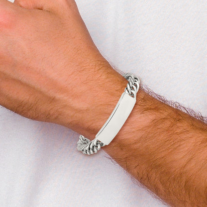 Stainless Steel Chisel Antiqued And Polished Curb Chain 8.5 Inch Id Bracelet