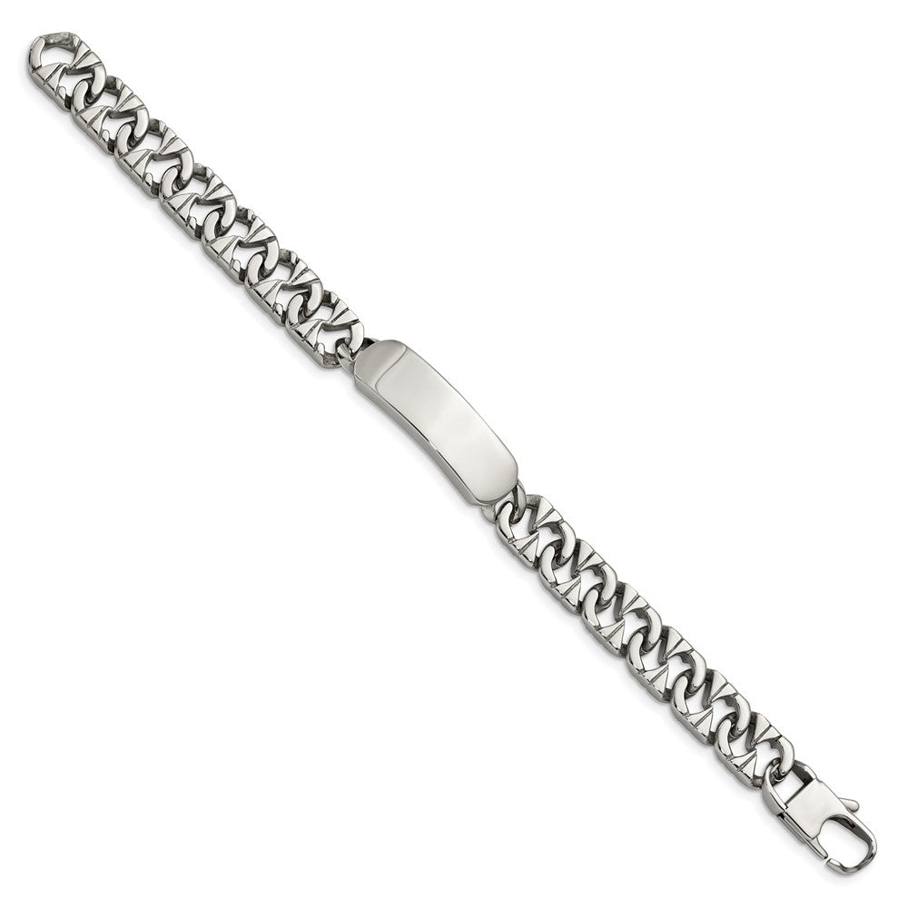 Stainless Steel Chisel Polished 8.5 Inch Id Bracelet