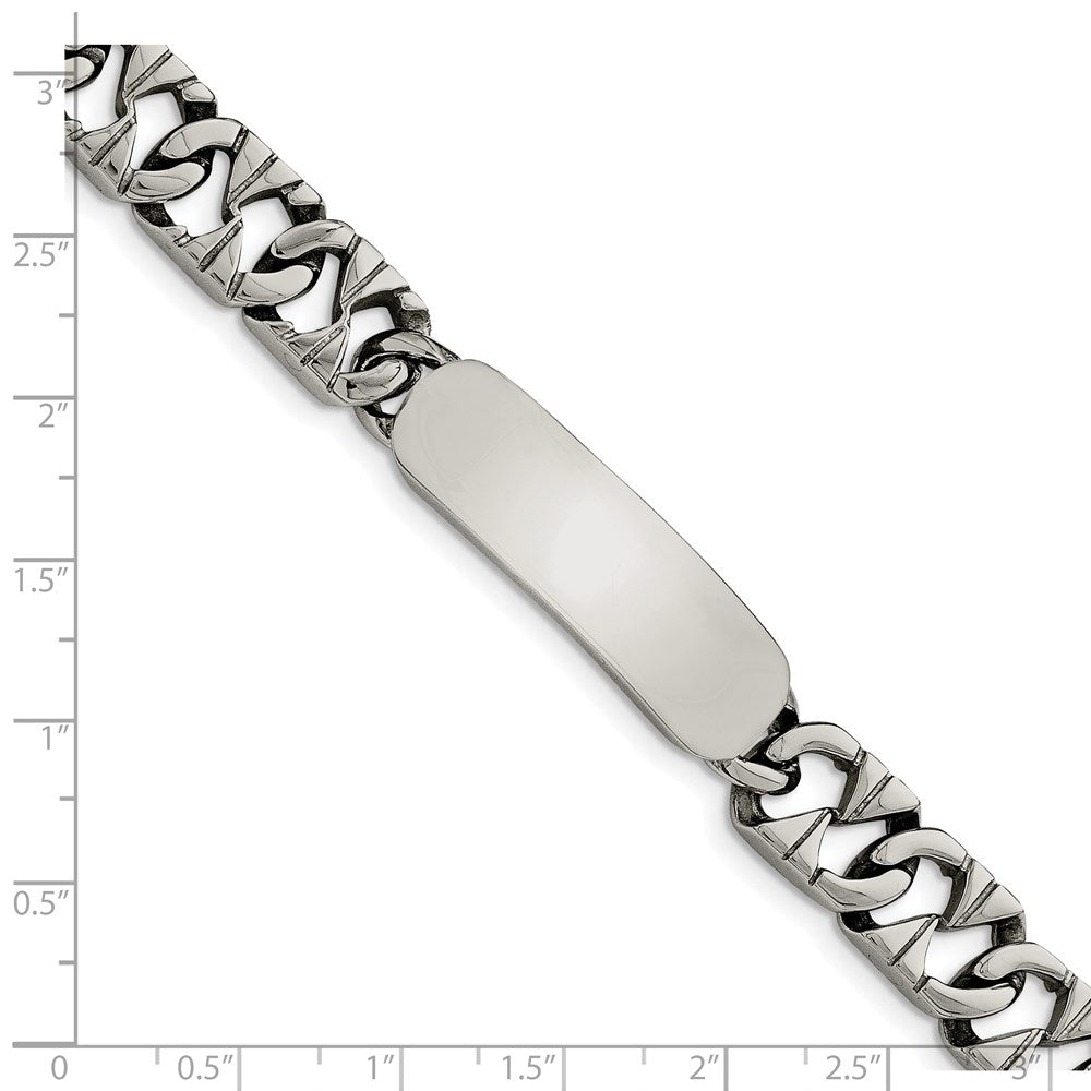 Stainless Steel Chisel Polished 8.5 Inch Id Bracelet