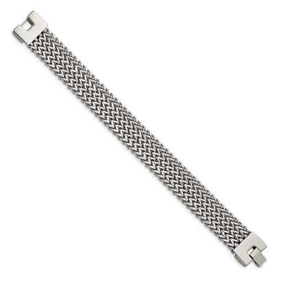 Stainless Steel Chisel Polished Woven 7.5 Inch Bracelet