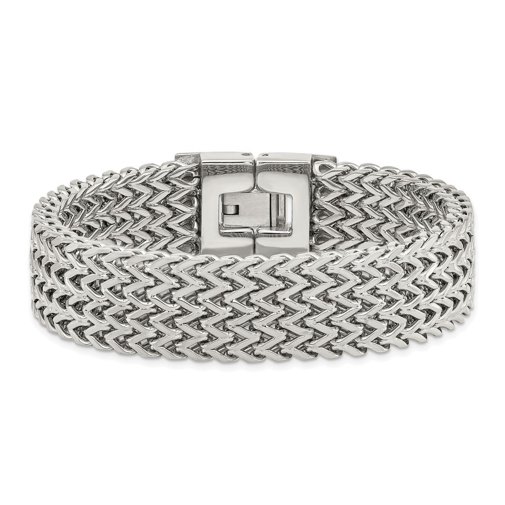 Stainless Steel Chisel Polished Woven 7.5 Inch Bracelet