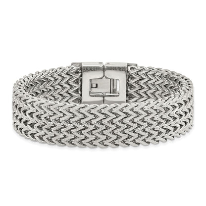 Stainless Steel Chisel Polished Woven 7.5 Inch Bracelet