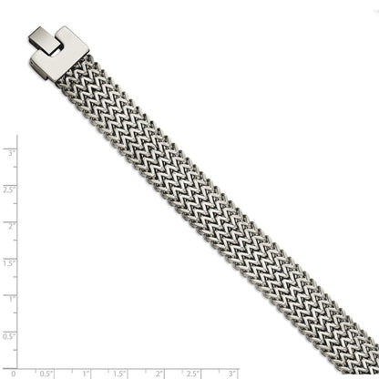 Stainless Steel Chisel Polished Woven 7.5 Inch Bracelet