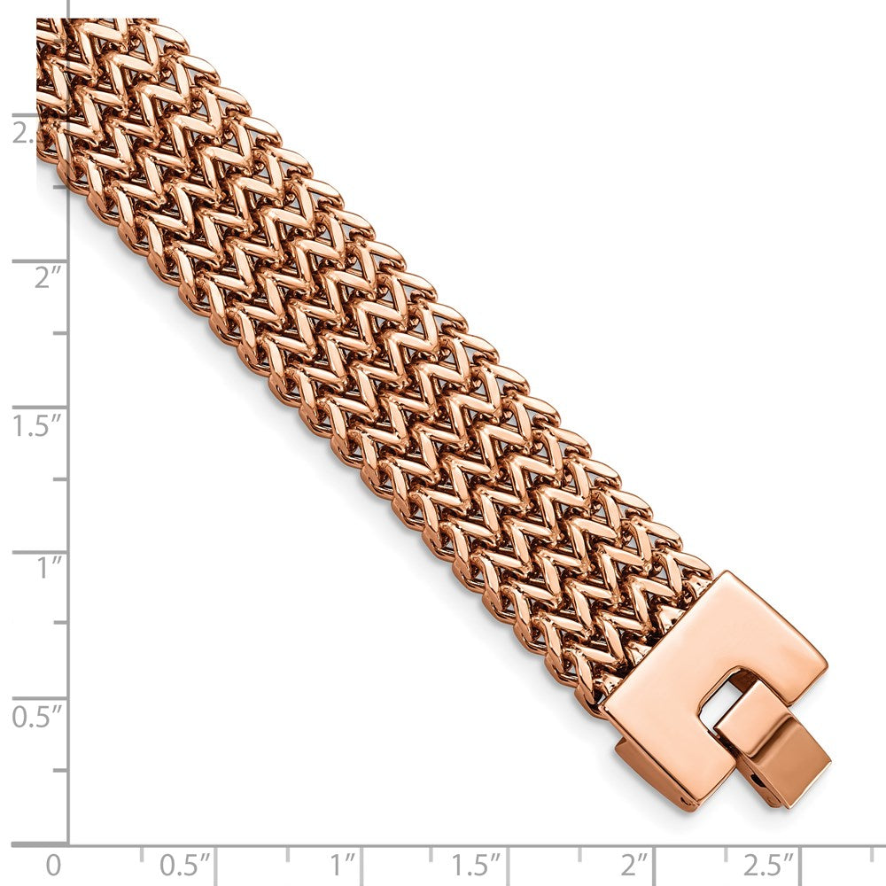 7.5 Inch Stainless Steel Brushed Rose Ip-Plated Woven 7.5In Bracelet