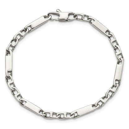 Stainless Steel Chisel Polished 8 Inch Fancy Link Bracelet