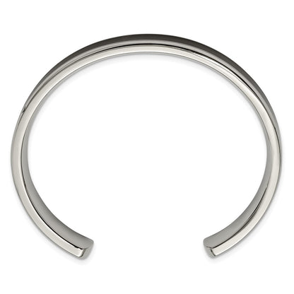 Stainless Steel Chisel Polished With Enameled Koa Wood Inlay Cuff Bangle