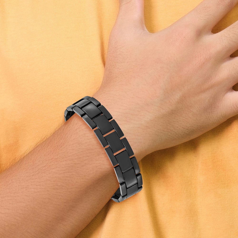 8.5 Inch Chisel Stainless Steel Polished Black Ip-Plated 8.25 Link Bracelet
