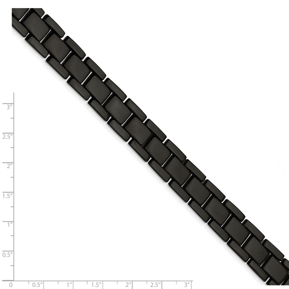 8.5 Inch Chisel Stainless Steel Polished Black Ip-Plated 8.25 Link Bracelet