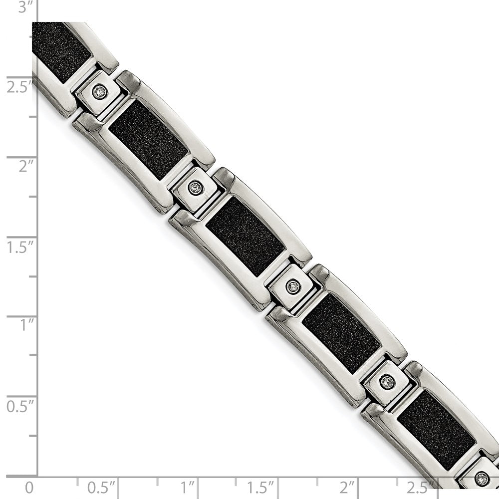 Stainless Steel Chisel Polished Laser Cut With 1/5 Carat Diamond 8.25 Inch Bracelet