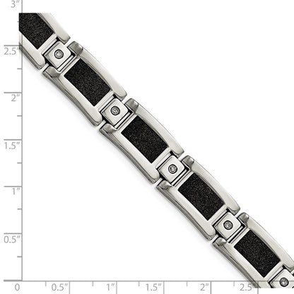 Stainless Steel Chisel Polished Laser Cut With 1/5 Carat Diamond 8.25 Inch Bracelet