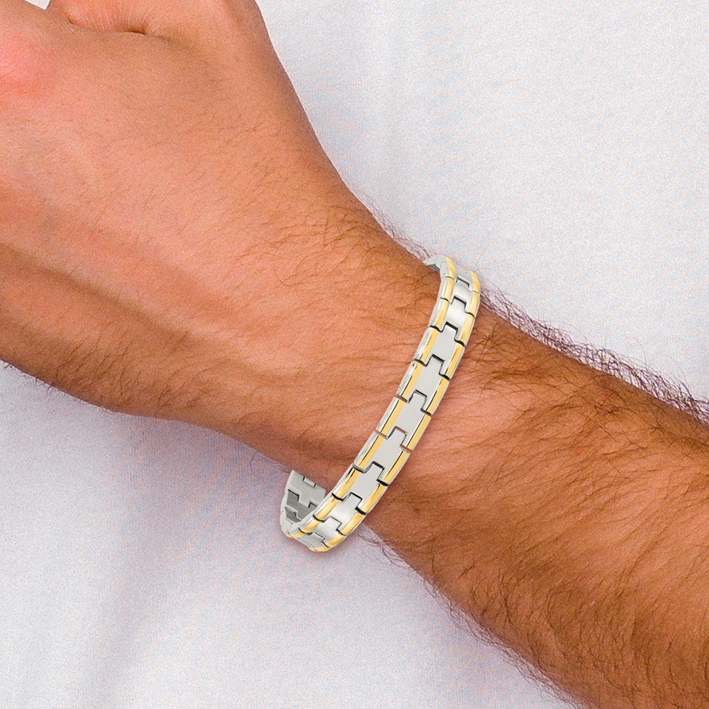 Stainless Steel Chisel Polished Yellow Ip-Plated 8.5 Inch Link Bracelet