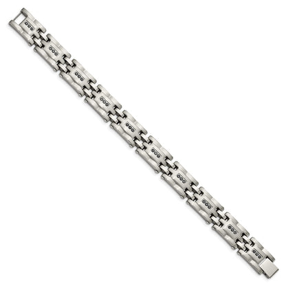 Stainless Steel Chisel Brushed And Polished With 3/4 Carat Diamond 8.5 Inch Bracelet
