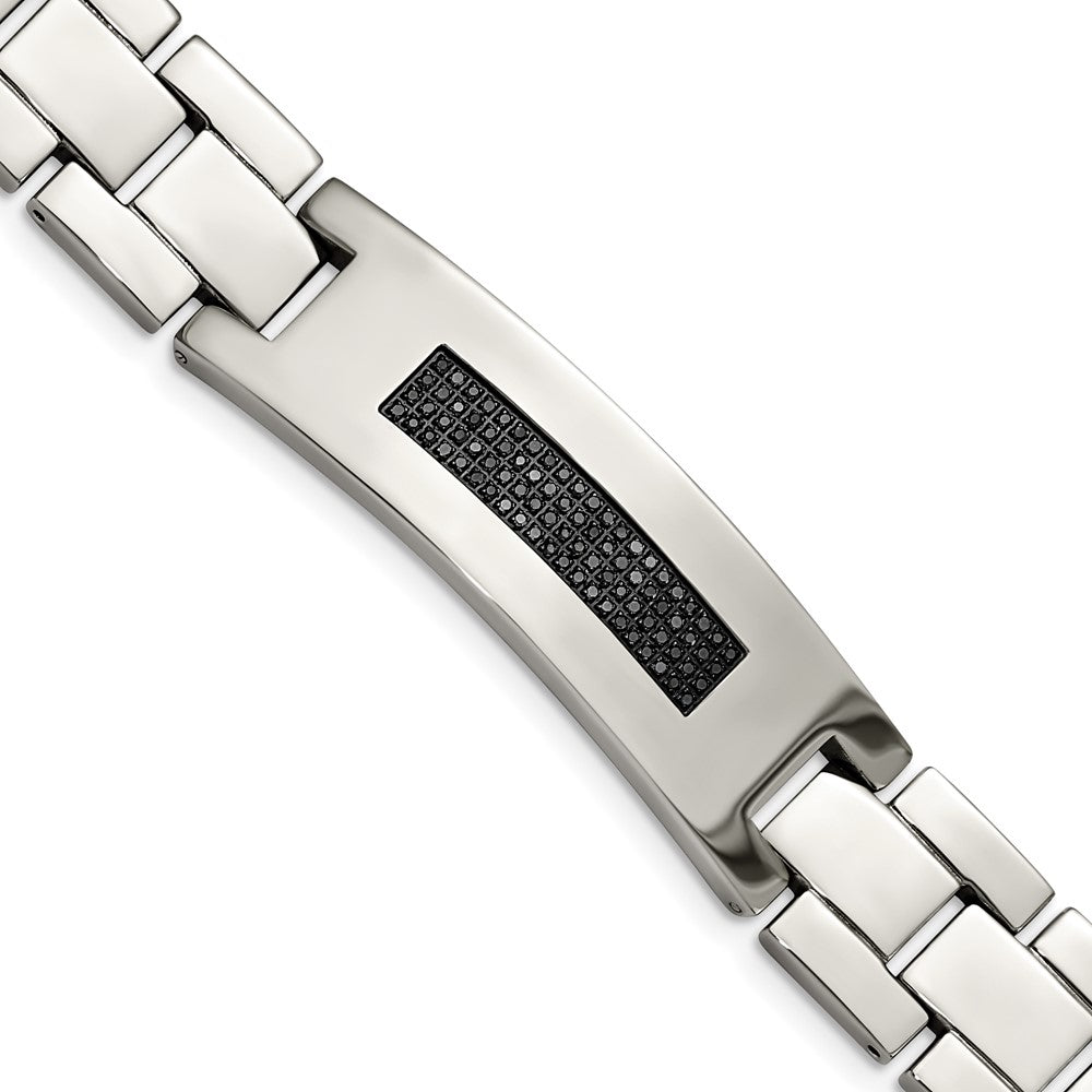 Stainless Steel Chisel Polished With 1/2 Carat Diamond 8.25 Inch Bracelet