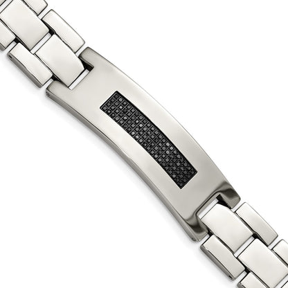 Stainless Steel Chisel Polished With 1/2 Carat Diamond 8.25 Inch Bracelet