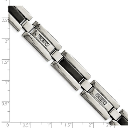 Stainless Steel Chisel Polished Black Ip-Plated With 1/4 Carat Diamond 8.5 Inch Bracelet