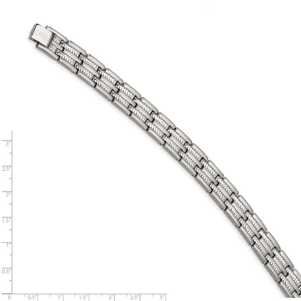 Stainless Steel Chisel Brushed Polished And Textured 8.75 Inch Link Bracelet